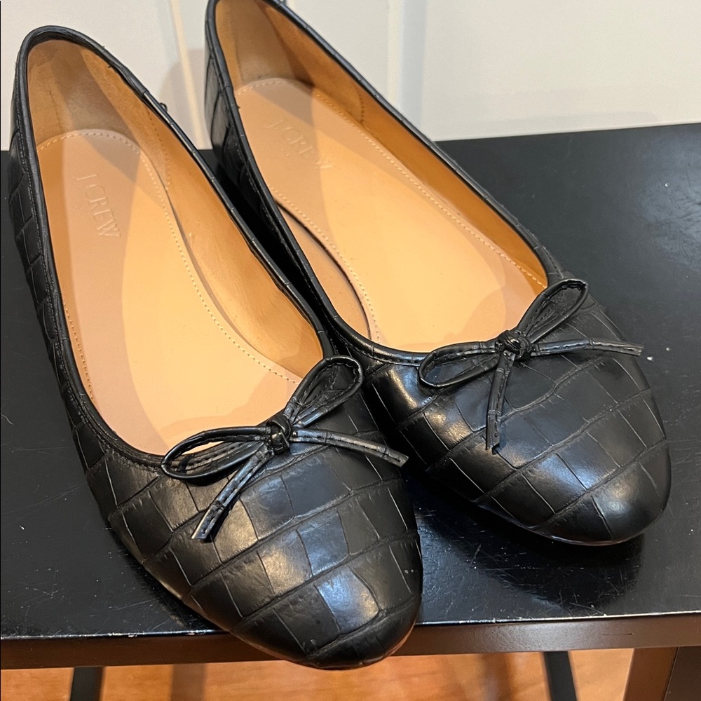 Jcrew leather ballet Flats embossed snake skin